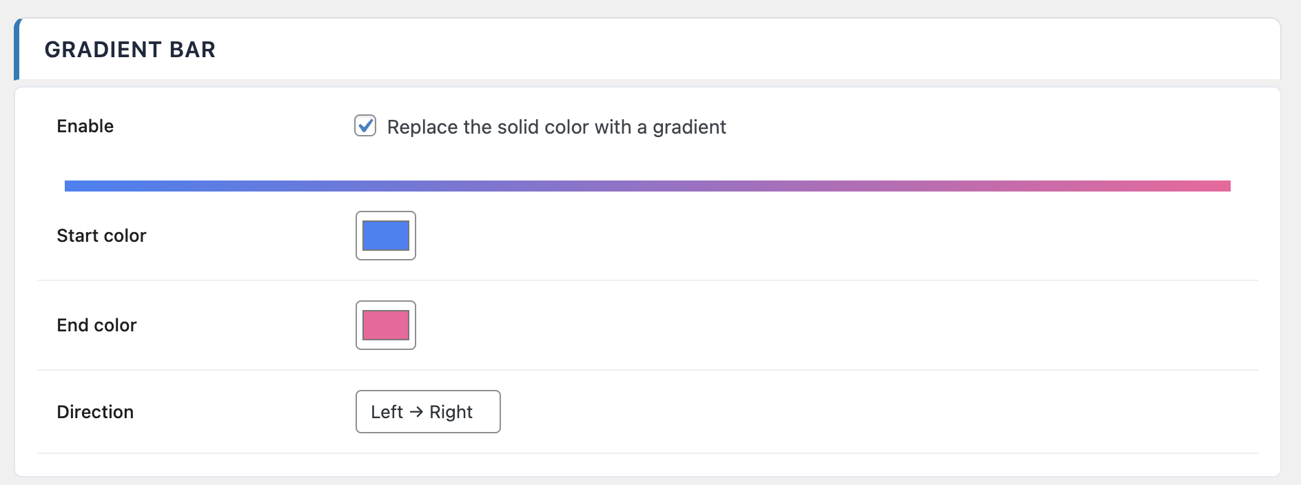 Configurações de gradiente de cores com prévia em tempo real no ReadNinja Pro